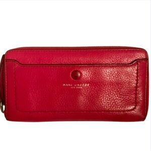 Marc Jacobs Hot Pink Pebbled Leather Zip Around Wallet